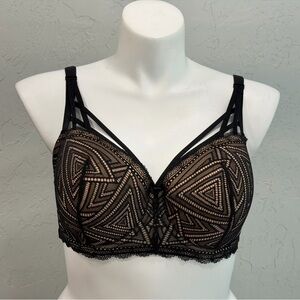Adore Me Black and Tan Lace Bra